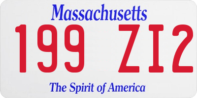 MA license plate 199ZI2