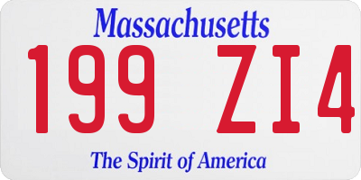 MA license plate 199ZI4