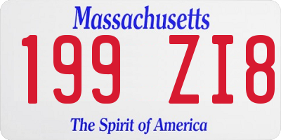 MA license plate 199ZI8