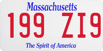 MA license plate 199ZI9