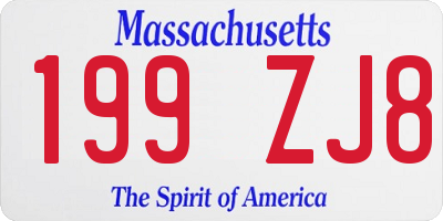 MA license plate 199ZJ8