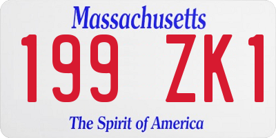 MA license plate 199ZK1