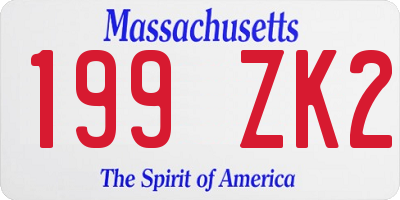 MA license plate 199ZK2