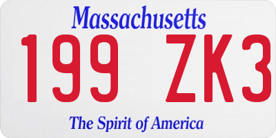 MA license plate 199ZK3