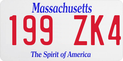 MA license plate 199ZK4