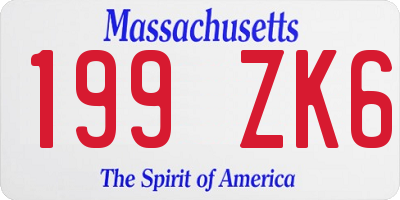 MA license plate 199ZK6