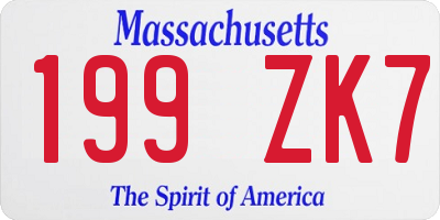MA license plate 199ZK7