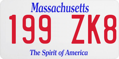MA license plate 199ZK8