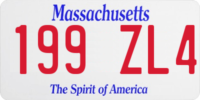 MA license plate 199ZL4