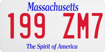 MA license plate 199ZM7