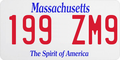 MA license plate 199ZM9