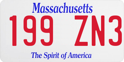 MA license plate 199ZN3