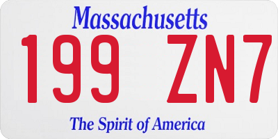 MA license plate 199ZN7