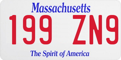 MA license plate 199ZN9