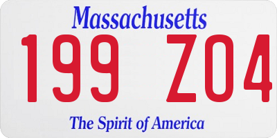 MA license plate 199ZO4