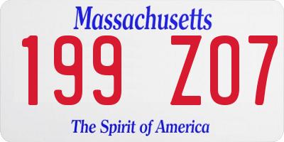 MA license plate 199ZO7