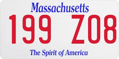 MA license plate 199ZO8