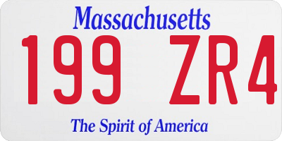 MA license plate 199ZR4