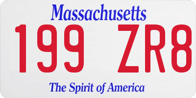MA license plate 199ZR8