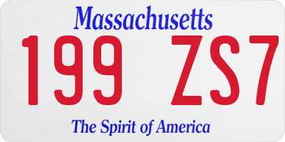 MA license plate 199ZS7