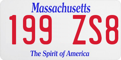 MA license plate 199ZS8