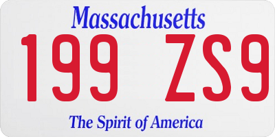 MA license plate 199ZS9