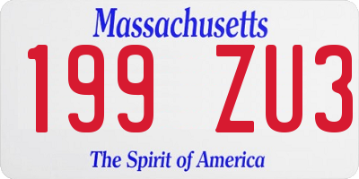 MA license plate 199ZU3