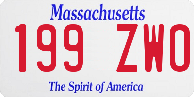 MA license plate 199ZW0