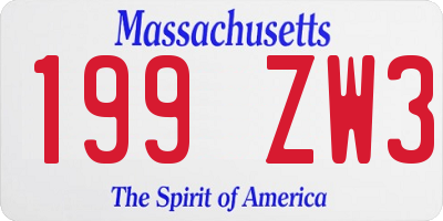 MA license plate 199ZW3