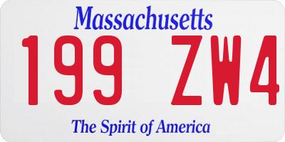 MA license plate 199ZW4