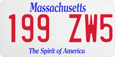 MA license plate 199ZW5