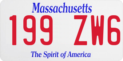 MA license plate 199ZW6