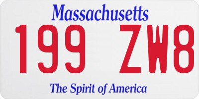MA license plate 199ZW8
