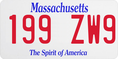 MA license plate 199ZW9