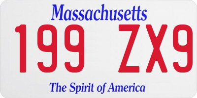 MA license plate 199ZX9