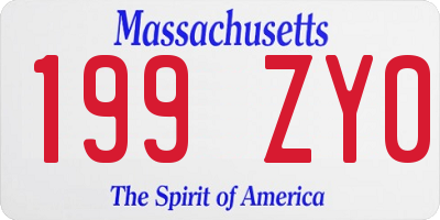 MA license plate 199ZY0
