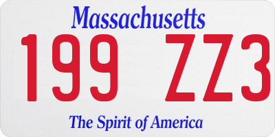 MA license plate 199ZZ3