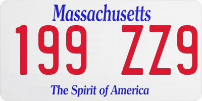 MA license plate 199ZZ9