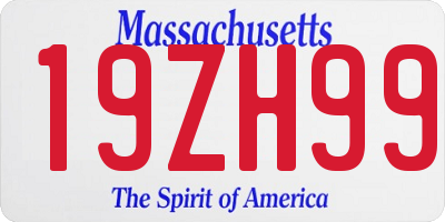 MA license plate 19ZH99