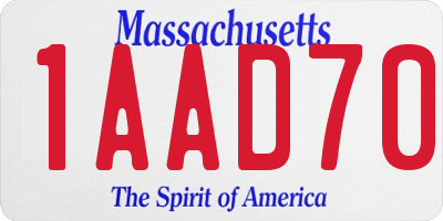 MA license plate 1AAD70