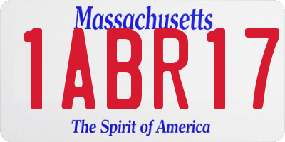 MA license plate 1ABR17