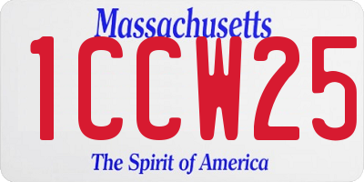 MA license plate 1CCW25