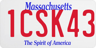 MA license plate 1CSK43