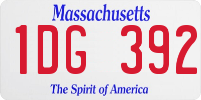 MA license plate 1DG392