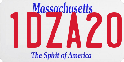 MA license plate 1DZA20