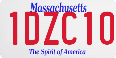 MA license plate 1DZC10