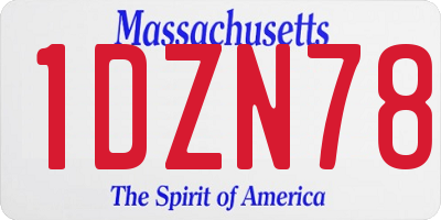 MA license plate 1DZN78