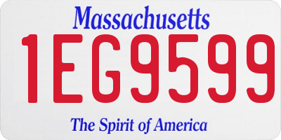 MA license plate 1EG9599