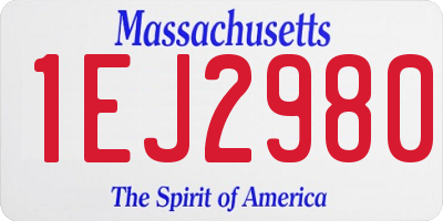 MA license plate 1EJ2980