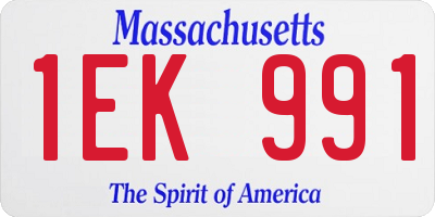 MA license plate 1EK991